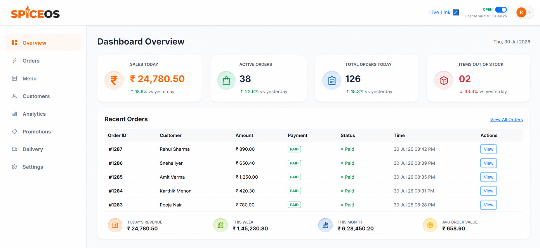 SpiceOS Dashboard
